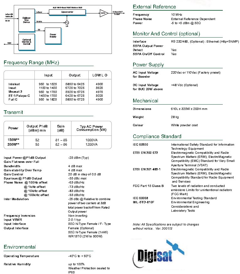 150 Watt C-Band BUC Specifications Agilis