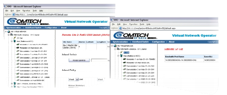 Comtech EF Data VNO Software Screenshot