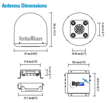 Intellian i2 Antenna Dimensions