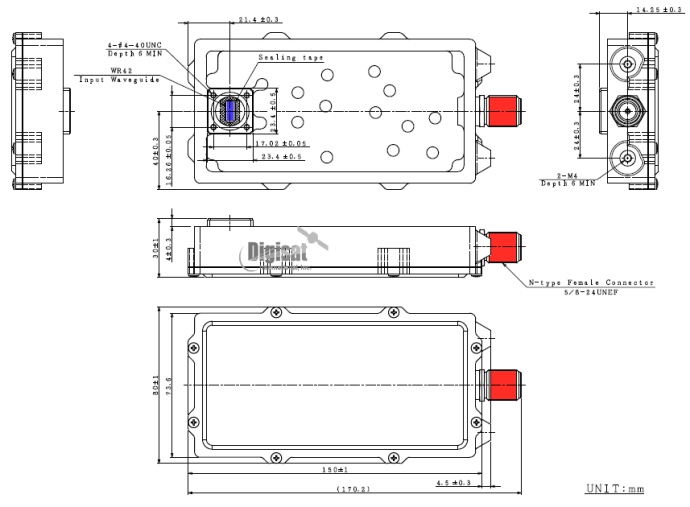 njrc njr2828 o3b ka-band lnb outline drawing