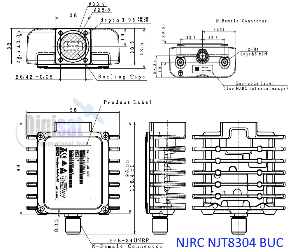 njrc njt8304 4W BUC outline dimensions