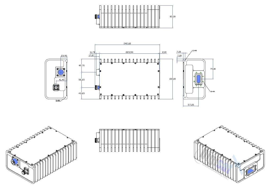 Norsat 5010XRT-3 10W X-Band BUC Outline Dimensions