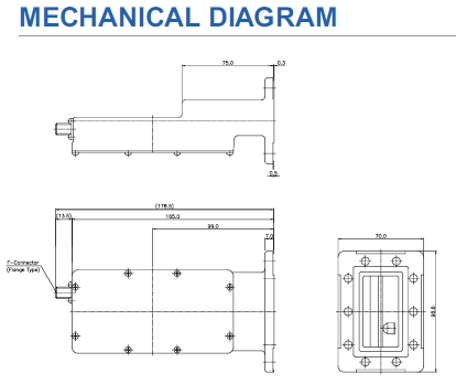 norsat 8530N Series LNB Mechanical Diagram