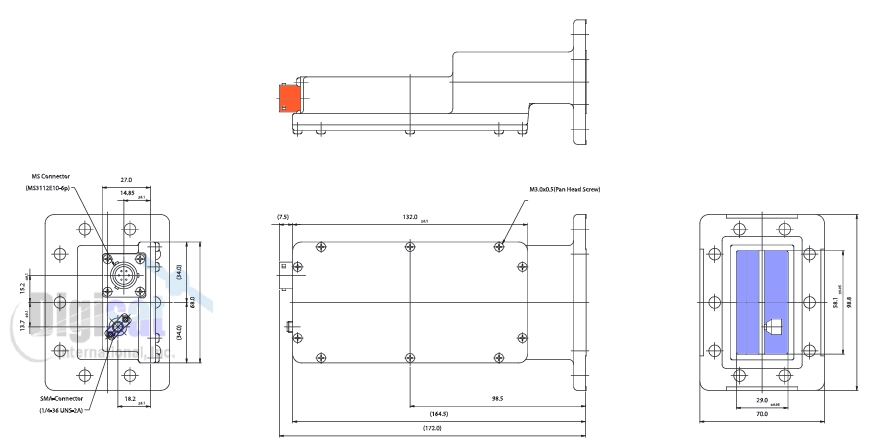 Norsat LNA-8000 C-Band Low Noise Amplifier Outline Dimensions