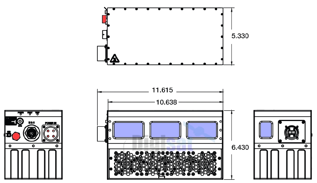 Norsat Atom 100W Ku-Band SSPA Outline Dimensions
