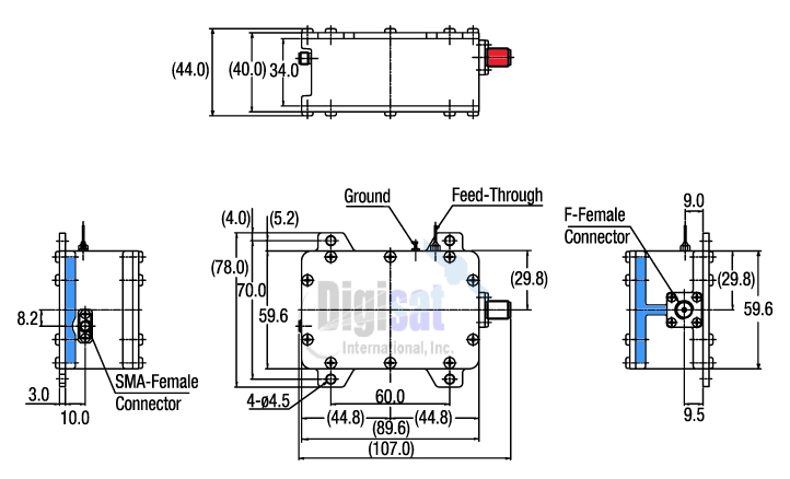 Norsat BDC-1000X Ku-Band Block Downconverter Outline Dimensions
