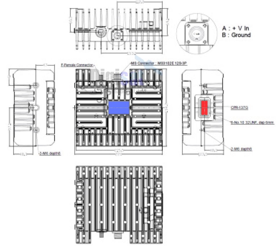 Norsat Element 20W C-Band BUC Outline Dimensions
