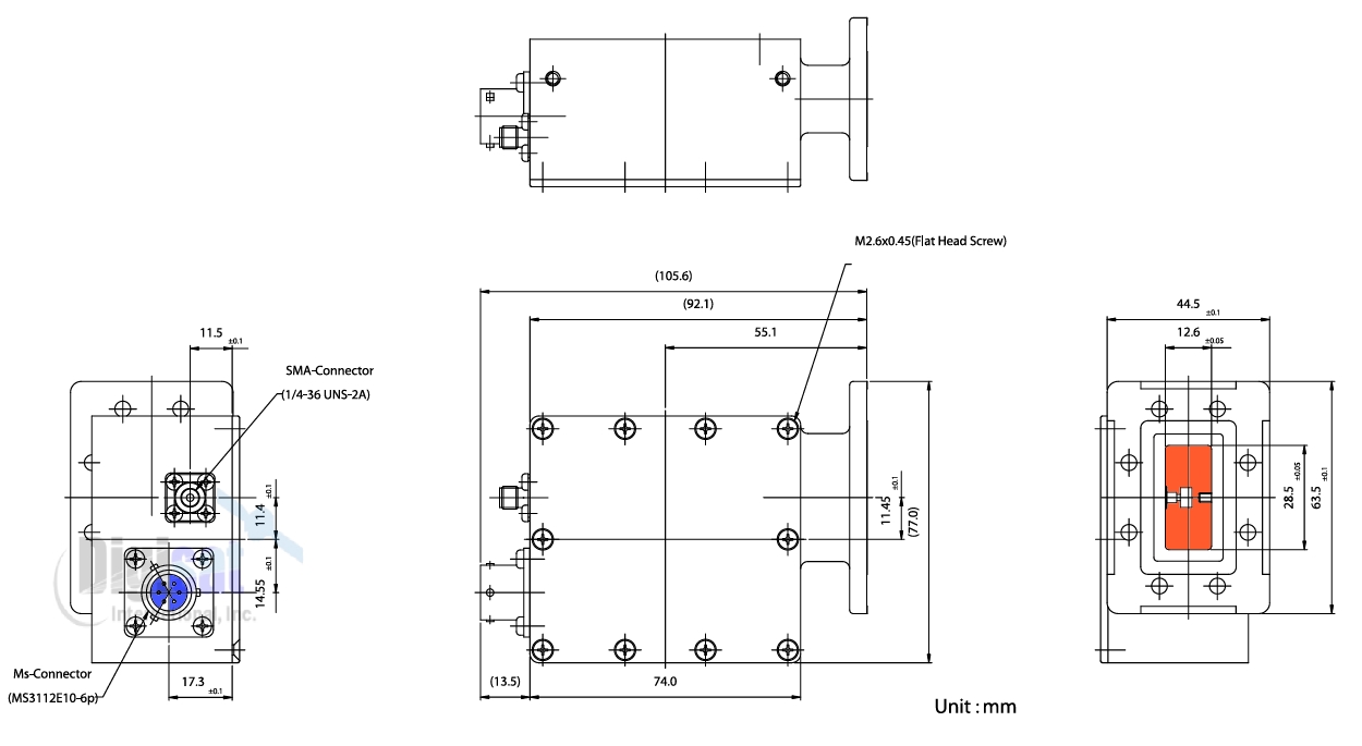 Norsat LNA-X1000 X-Band Low Noise Amplifier Outline Dimensions