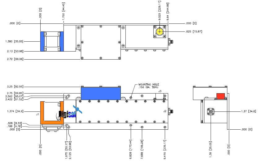 Paradise Datacom RF2 Ku-Band LNA Outline Dimensions