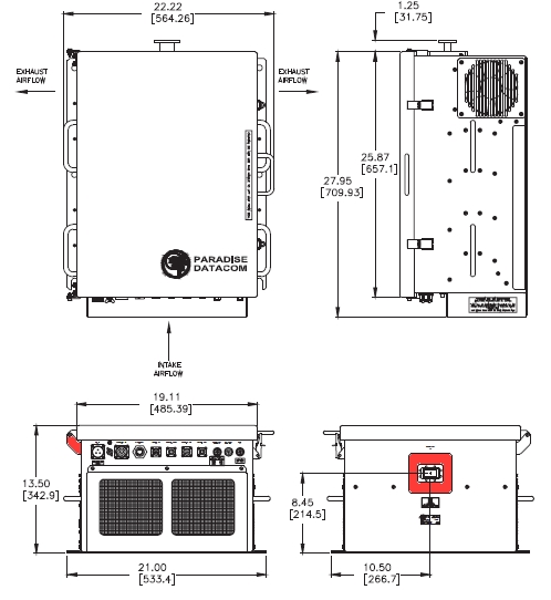Paradise S-Band High Power Outdoor SSPA Dimensions 