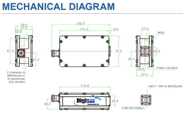 Norsat 9200HT-3N Mechanical Drawing
