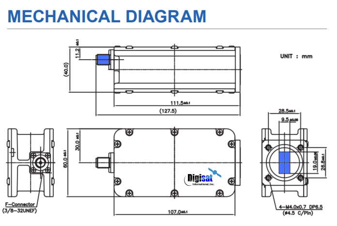 Norsat 1008XE LNB Mechanical Diagram
