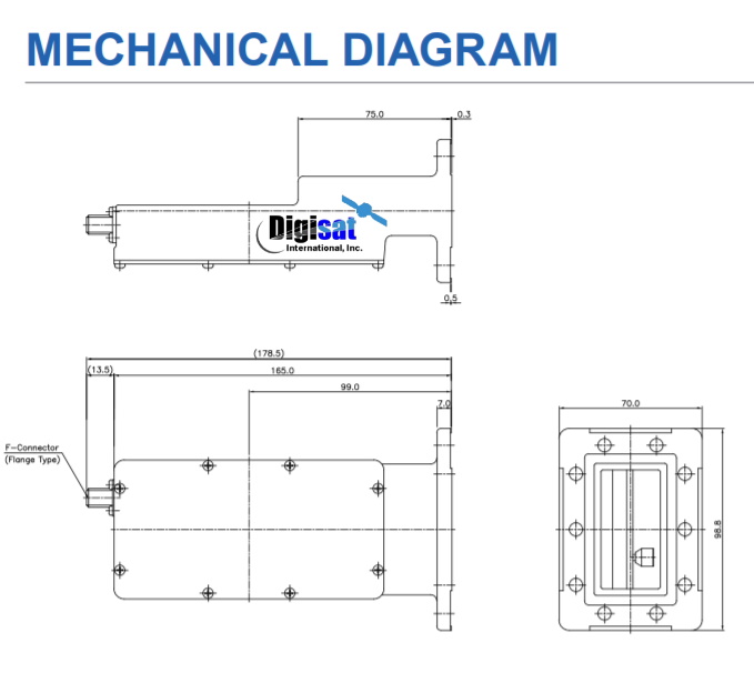 Norsat 3125CN Series LNB Mechanical Diagram