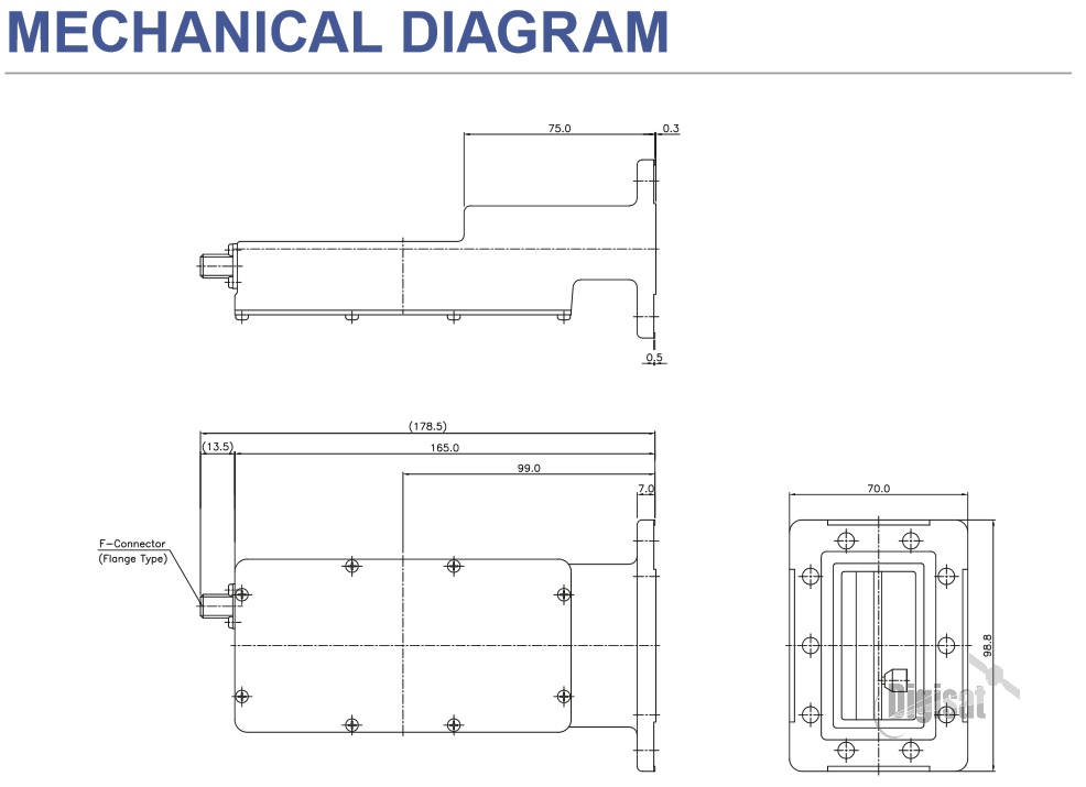 Norsat 5100N LNB Mechanical Dimensions