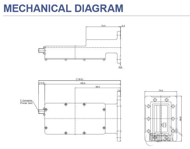 Norsat 5250IN LNB Mechanical Dimensions