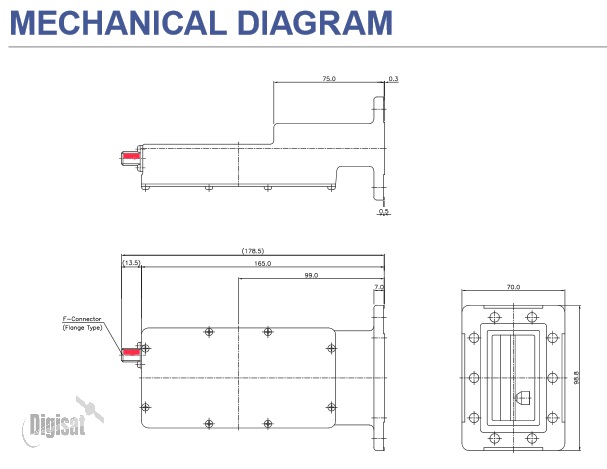 Norsat 5200 LNB Mechanical Dimensions