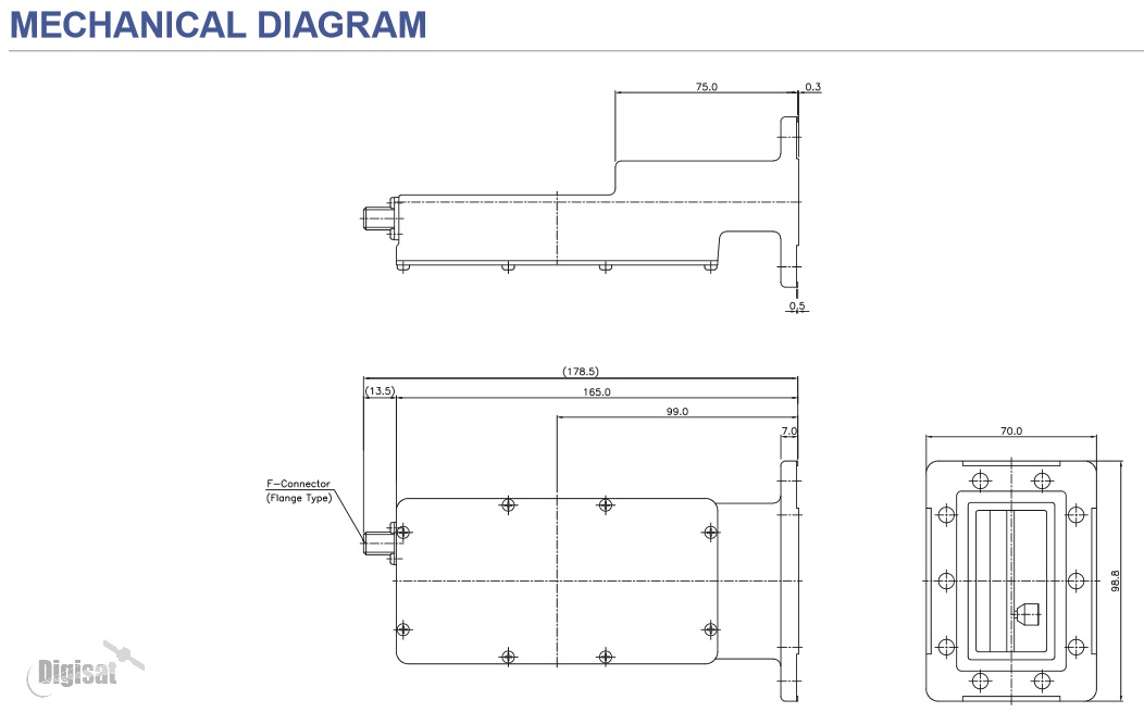 Norsat 5250R LNB Mechanical Dimensions