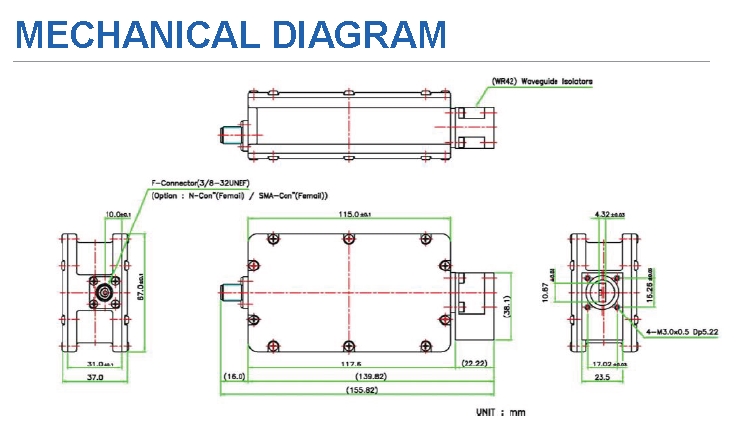 Norsat 9000XI4F-4 Mechanical Diagram