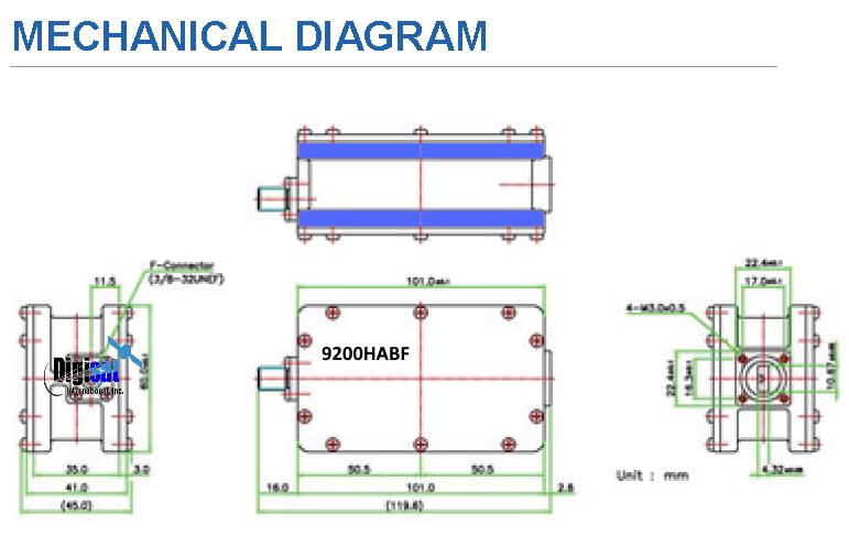 Norsat 9200HABF Mechanical Drawing