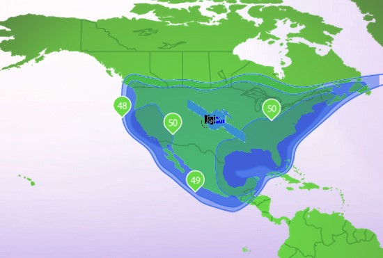 Satmex 8 Satellite Internet Coverage Area