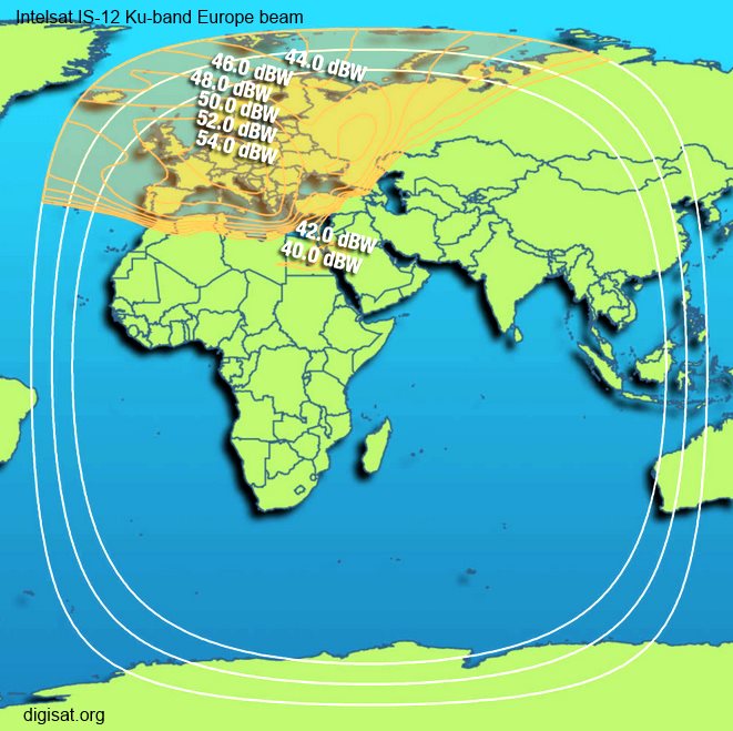 Intelsat IS-12 Europe Coverage Area