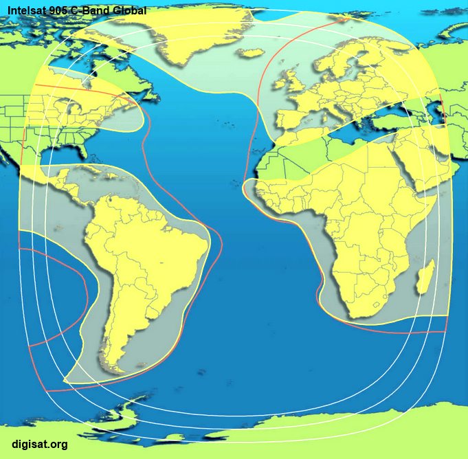 Intelsat IS-905 C-band Global Beam Footprint Map