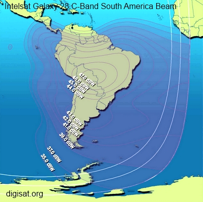 Intelsat Galaxy 28 Ku-Band South American Coverage Area