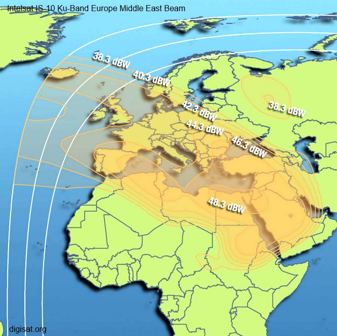Intelsat IS-10 Europe & Middle East beam map