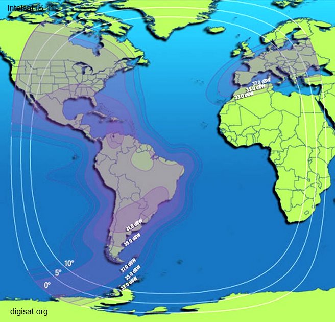 Intelsat IS-11 C-band Americas & Europe Satellite Footprint Map