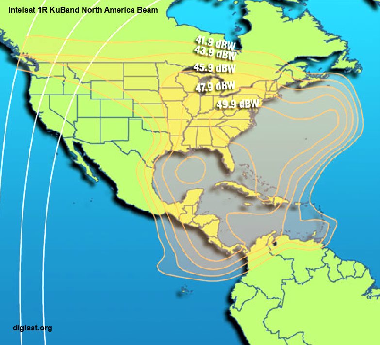 Intelsat IS-1R Ku North America Beam Map