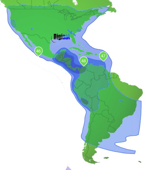 South and Central America iDirect Satellite Internet Coverage Area